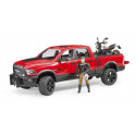 Camioneta RAM 2500 de juguete con moto Ducati Desert Sled y piloto a escala 1:16 de Bruder
