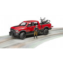 Camioneta RAM 2500 de juguete con moto Ducati Desert Sled y piloto a escala 1:16 de Bruder