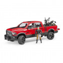 Camioneta RAM 2500 de juguete con moto Ducati Desert Sled y piloto a escala 1:16 de Bruder