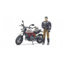 Moto de juguete Ducati Desert Sled a escala 1:16 con figura de piloto articulado de Bruder.