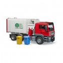 Camión de basura de juguete MAN TGS de Bruder a escala 1:16 con cargador lateral y contenedor trasero.