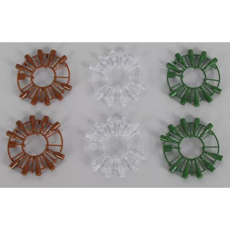 Set de 20 botellas de juguete Bruder a escala 1:16 en colores blanco, verde y marrón para escenarios de construcción
