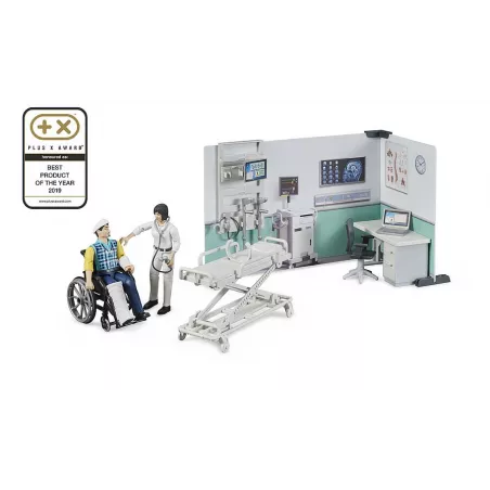 Set de asistencia médica Bruder a escala 1:16 con figura y accesorios de rescate de juguete.