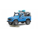 Land Rover de policía de juguete Bruder a escala 1:16 con figura de agente.