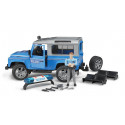 Land Rover de policía de juguete Bruder a escala 1:16 con figura de agente.