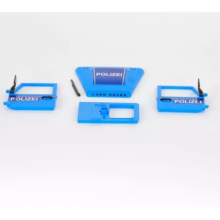 Puertas azules de repuesto Bruder para coche de policía Land Rover de juguete.