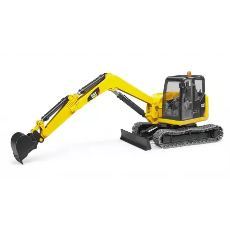 Miniexcavadora de juguete Cat de Bruder escala 1:16 con brazo móvil y cabina giratoria