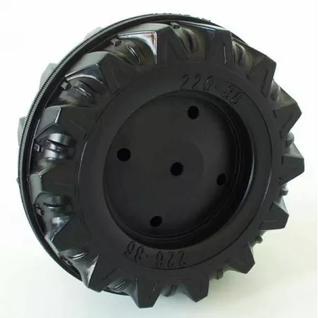 Rueda de repuesto original Rolly Toys de 226 x 86 mm con eje de 10 mm para vehículos de pedales infantiles.