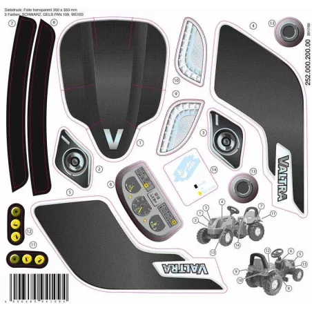Pegatina Kid Valtra de repuesto para tractor de juguete Rolly Toys