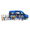 Furgoneta de juguete MB Sprinter Transfer de Bruder a escala 1:16 con figuras de conductor y pasajero.