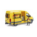 Furgoneta de juguete MB Sprinter DHL a escala 1:16 con figura de repartidor y paquetes Bruder