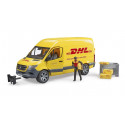 Furgoneta de juguete MB Sprinter DHL a escala 1:16 con figura de repartidor y paquetes Bruder