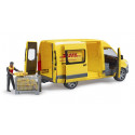 Furgoneta de juguete MB Sprinter DHL a escala 1:16 con figura de repartidor y paquetes Bruder