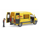 Furgoneta de juguete MB Sprinter DHL a escala 1:16 con figura de repartidor y paquetes Bruder