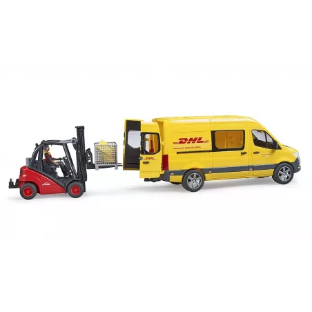 Furgoneta de juguete MB Sprinter DHL a escala 1:16 con figura de repartidor y paquetes Bruder