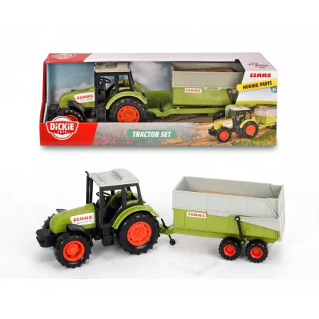 Tractor de juguete Claas de 36 cm con remolque desmontable