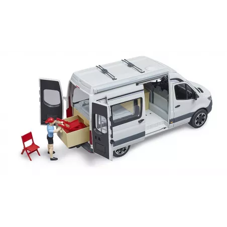 Furgoneta camper de juguete MB Sprinter Bruder a escala 1:16 con figura de conductor