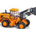 Cargadora de ruedas JCB 457 WLS de juguete en metal y plástico con pala móvil y cargador frontal elevable.
