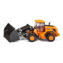 Cargadora de ruedas JCB 457 WLS de juguete en metal y plástico con pala móvil y cargador frontal elevable.