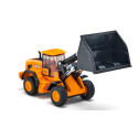 Cargadora de ruedas JCB 457 WLS de juguete en metal y plástico con pala móvil y cargador frontal elevable.