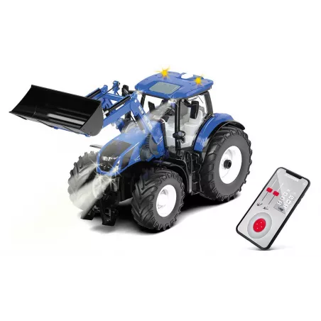 Tractor de juguete a control remoto New Holland T7.315 con pala a escala 1:32