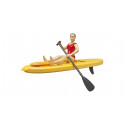 Figura de socorrista bworld de Bruder con tabla de paddle surf y boya de rescate.