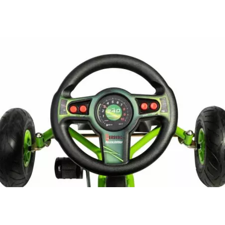 Kart a pedales Ferbedo AR8G con chasis de acero y asiento ajustable para niños de 5 a 11 años.