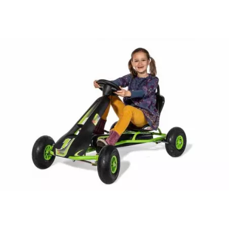 Kart a pedales Ferbedo AR8G con chasis de acero y asiento ajustable para niños de 5 a 11 años.