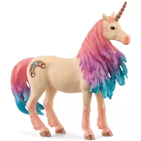 Yegua unicornio Marshmallow de schleich con crines de colores y pelaje aterciopelado de la colección BAYALA.