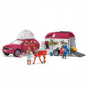 Coche de juguete con remolque para caballos y figuras de Schleich Horse Club.