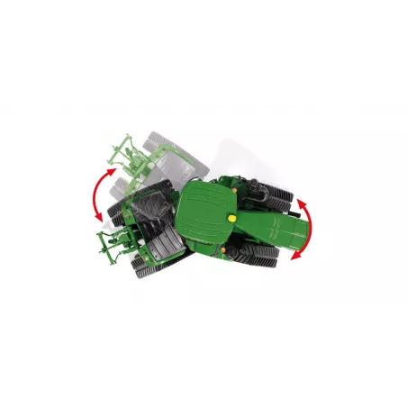 Tractor John Deere 9620RX a escala 1:32 con orugas funcionales y cabina detallada para coleccionistas.