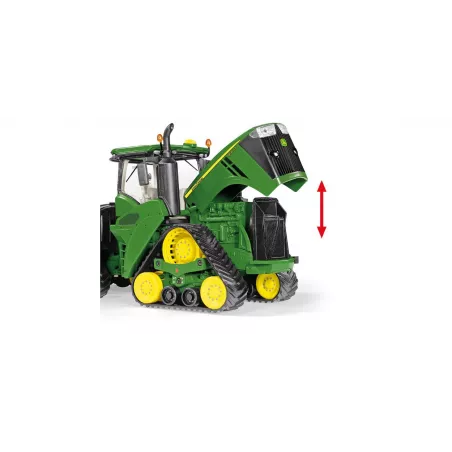 Tractor John Deere 9620RX a escala 1:32 con orugas funcionales y cabina detallada para coleccionistas.