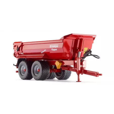 Remolque agrícola Krampe HP 20 de Wiking a escala 1:32 con chasis de metal y sistema basculante.