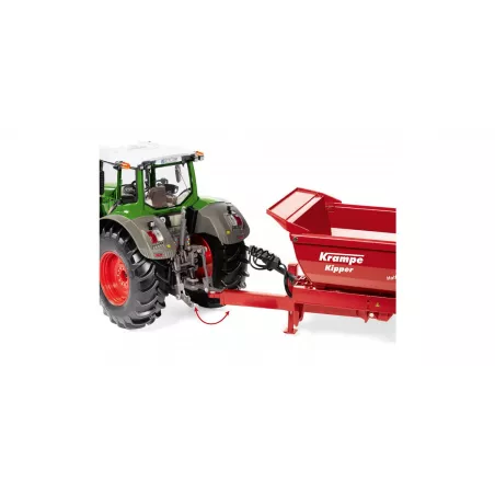 Remolque agrícola Krampe HP 20 de Wiking a escala 1:32 con chasis de metal y sistema basculante.