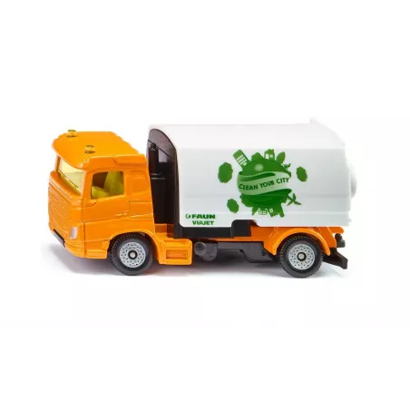 Camión barrendero de juguete en miniatura de metal y plástico acoplable