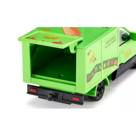Juguete Streetscooter BIO de reparto a escala 1:50 con puertas abatibles de metal y plástico.