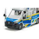 Furgoneta de juguete Mercedes Sprinter de policía a escala 1:50 en metal y plástico con puertas abatibles.