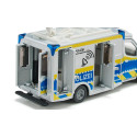 Furgoneta de juguete Mercedes Sprinter de policía a escala 1:50 en metal y plástico con puertas abatibles.