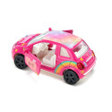 Coche de juguete Fiat 500 Princesa rosa en miniatura de metal con puertas que se abren.