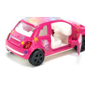 Coche de juguete Fiat 500 Princesa rosa en miniatura de metal con puertas que se abren.