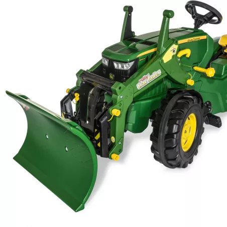 Pala quitanieves verde RollySnow Master ajustable para tractor de pedales de juguete.