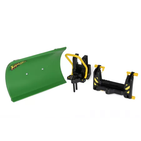 Pala quitanieves verde RollySnow Master ajustable para tractor de pedales de juguete.