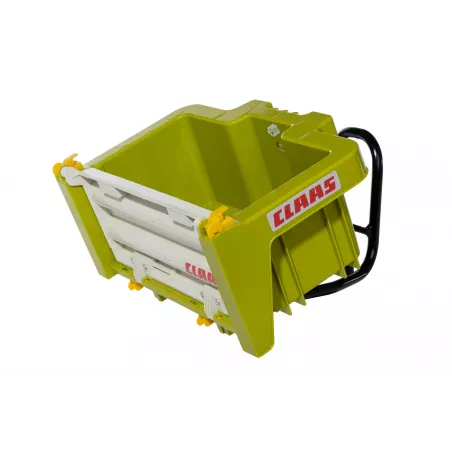 Remolque de juguete rollyBox Claas verde con bandeja basculante para tractor de pedales Rolly Toys.