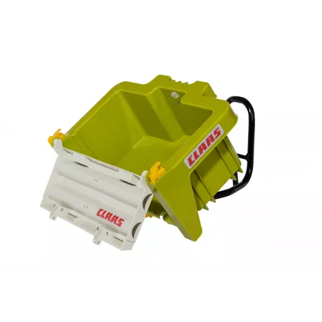 Remolque de juguete rollyBox Claas verde con bandeja basculante para tractor de pedales Rolly Toys.