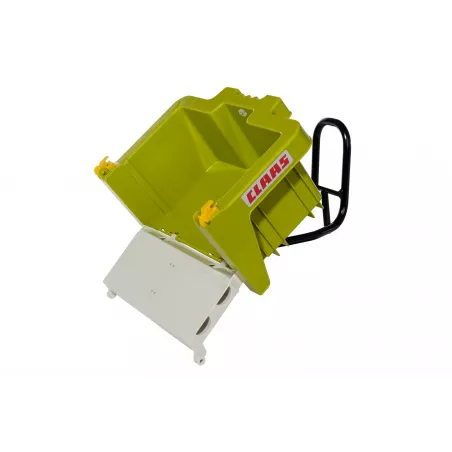 Remolque de juguete rollyBox Claas verde con bandeja basculante para tractor de pedales Rolly Toys.