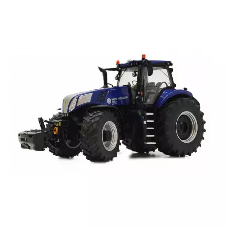 Tractor New Holland T8.435 Genesis Blue Power a escala 1:32, miniatura de metal azul para coleccionistas.