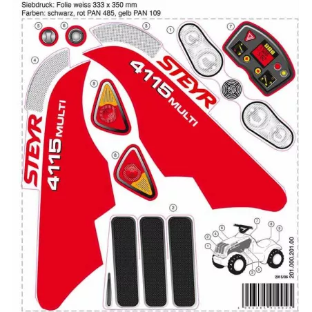 Pegatinas oficiales Minitrac Steyr de repuesto para tractor de juguete infantil.
