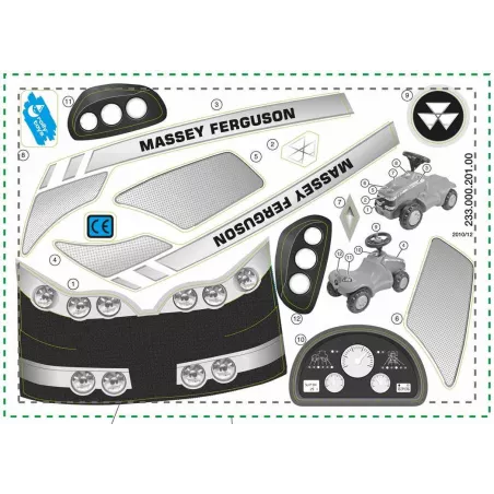 Set de adhesivos Minitrac MF de Massey Ferguson para personalizar tractores a pedales Rolly Toys.