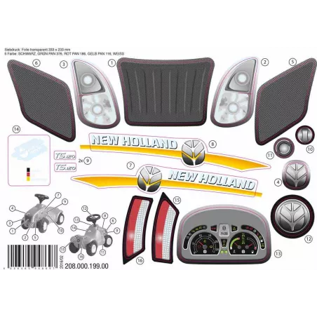 Adhesivo oficial para tractor de juguete Rolly Toys Minitrac NH T 6010