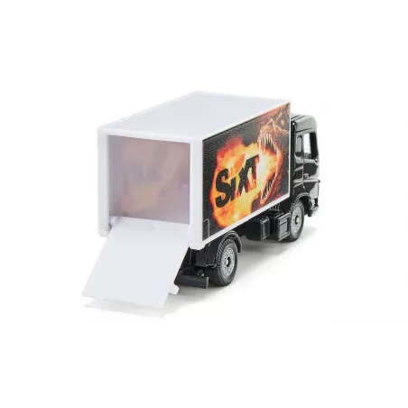 Camión de juguete Sixt con caja cerrada de metal y plástico resistente.
